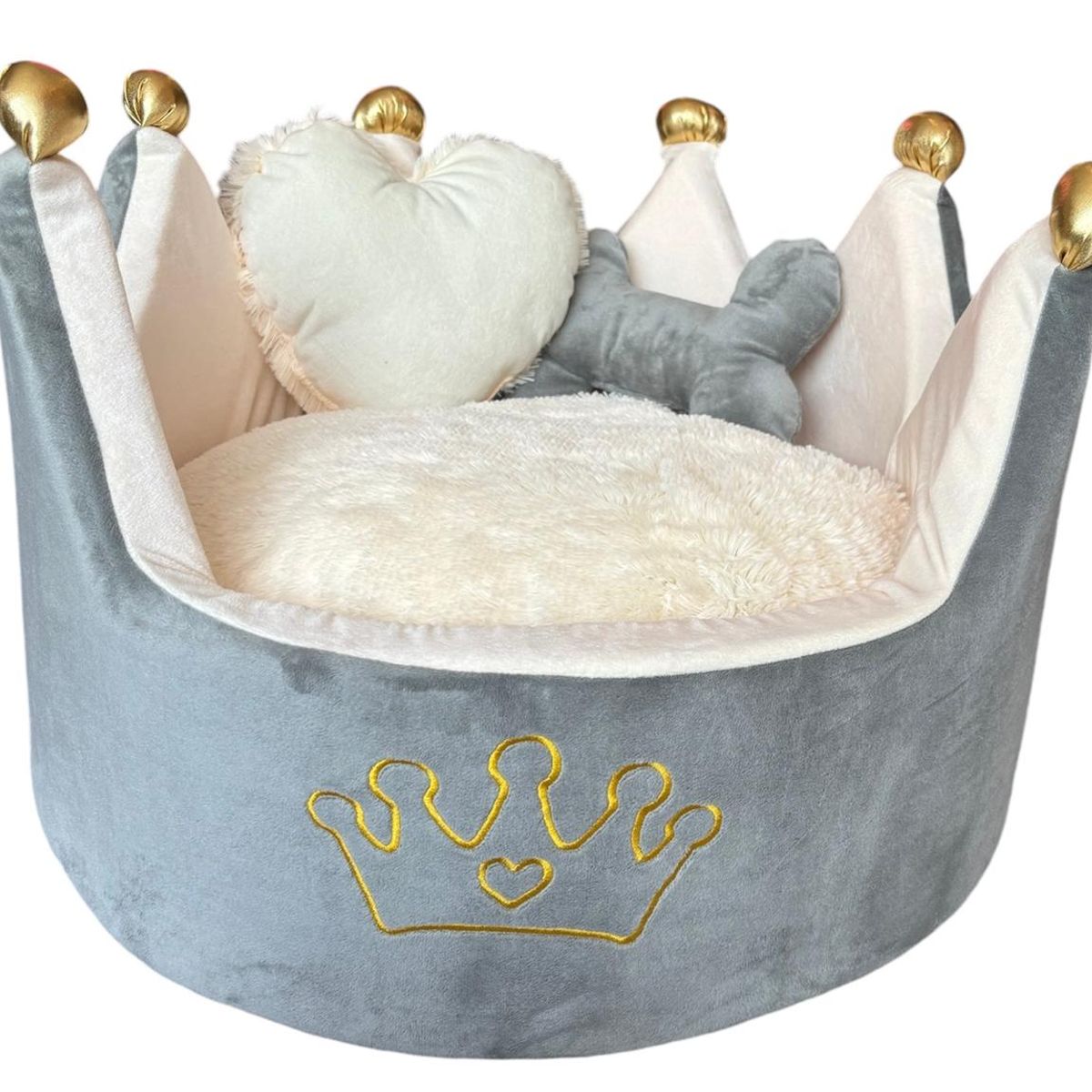 GENERICO - Cama Corona Gris con Beige M