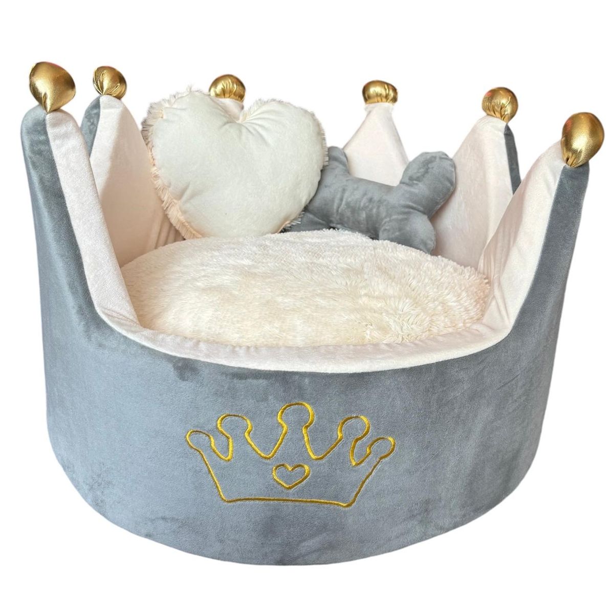 GENERICO - Cama Corona Gris con Beige M