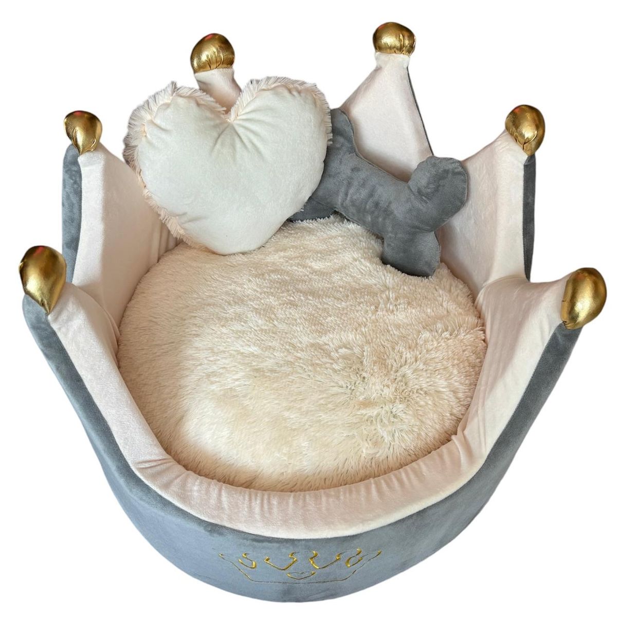 GENERICO - Cama Corona Gris con Beige M