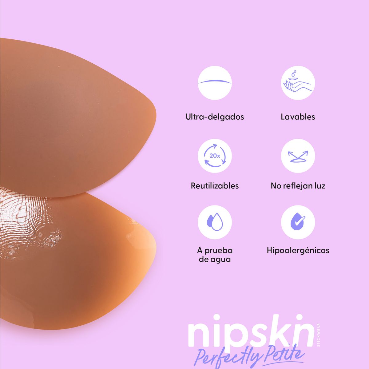 NIPSKIN - Cubre Pezones Luna de Silicona Reutilizables - Para senos pequeños