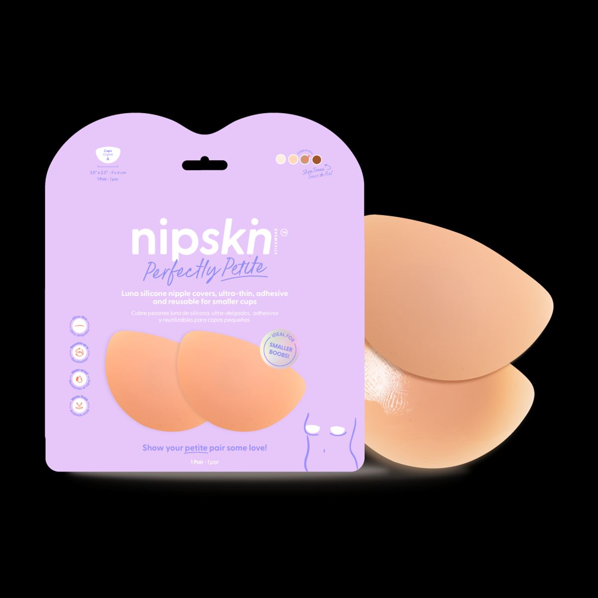 NIPSKIN - Cubre Pezones Luna de Silicona Reutilizables - Para senos pequeños