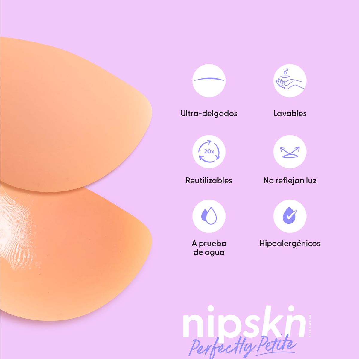 NIPSKIN - Cubre Pezones Luna de Silicona Reutilizables - Para senos pequeños