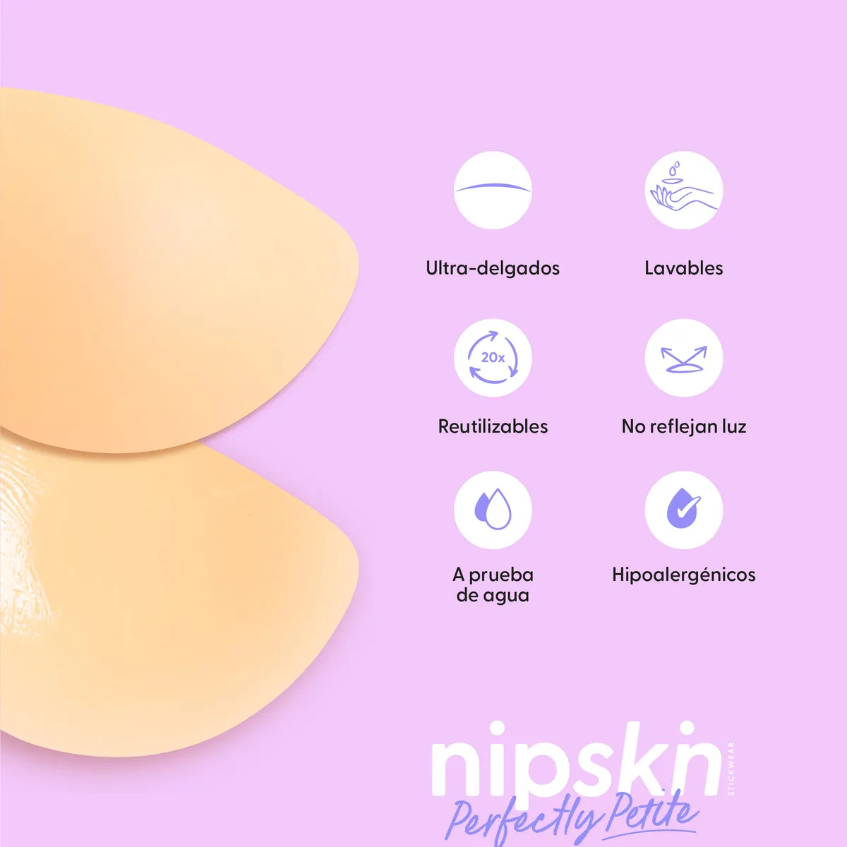 NIPSKIN - Cubre Pezones Luna de Silicona Reutilizables - Para senos pequeños