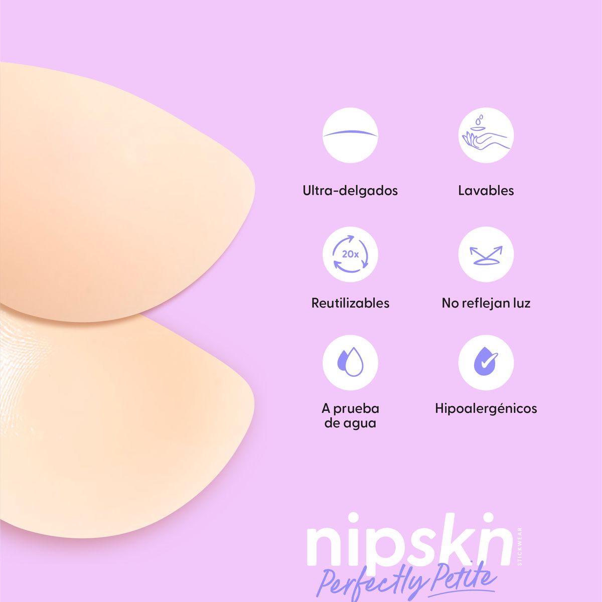 NIPSKIN - Cubre Pezones Luna de Silicona Reutilizables - Para senos pequeños