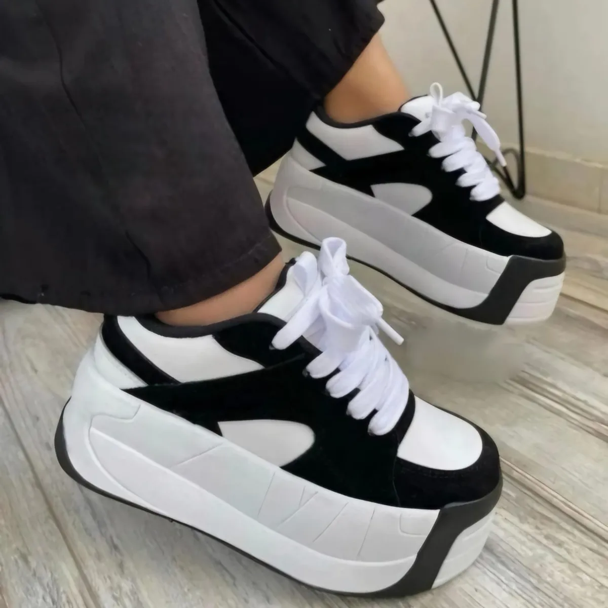 EVEGONZ - Tenis Plataforma Zapato Alto Urbano de Moda