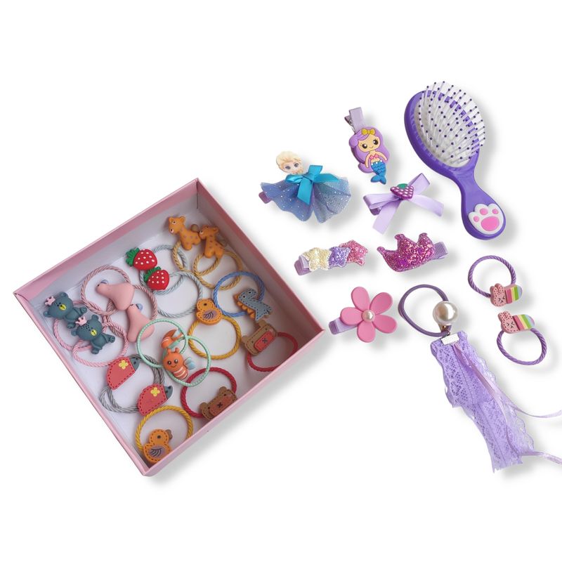 GENERICO - Caja Pinza Gancho Moña Niña - Accesorio Cabello - Kit X 28 Morado