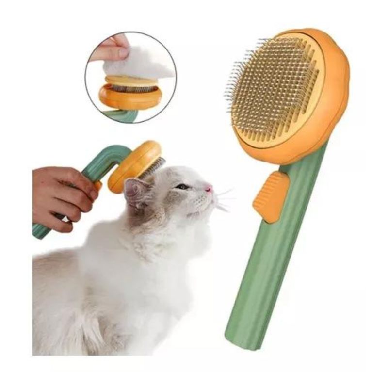 GENERICO - Cepillo Peine Mascotas Removedor Pelo Autolimpiable Calabaza