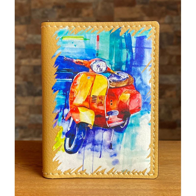 GENERICO - Porta Documentos Vespa Vintage - Moto clasica Rojo con amarillo