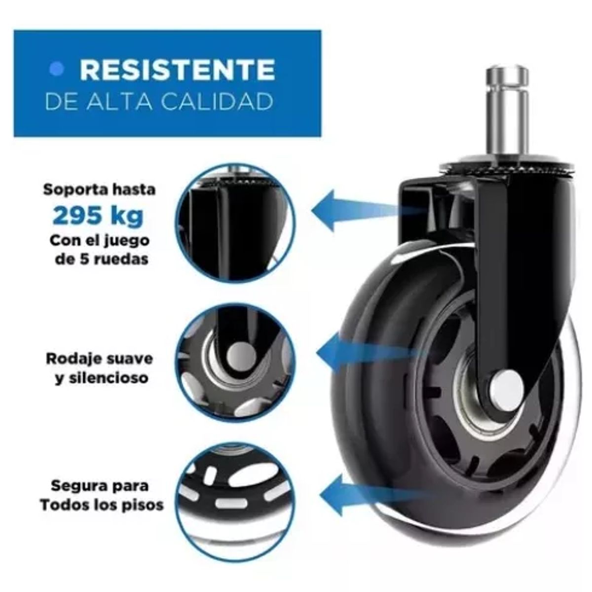 MAGNUX COMPANY - Ruedas Para Silla Escritorio Tipo Roller Set 5 Universales