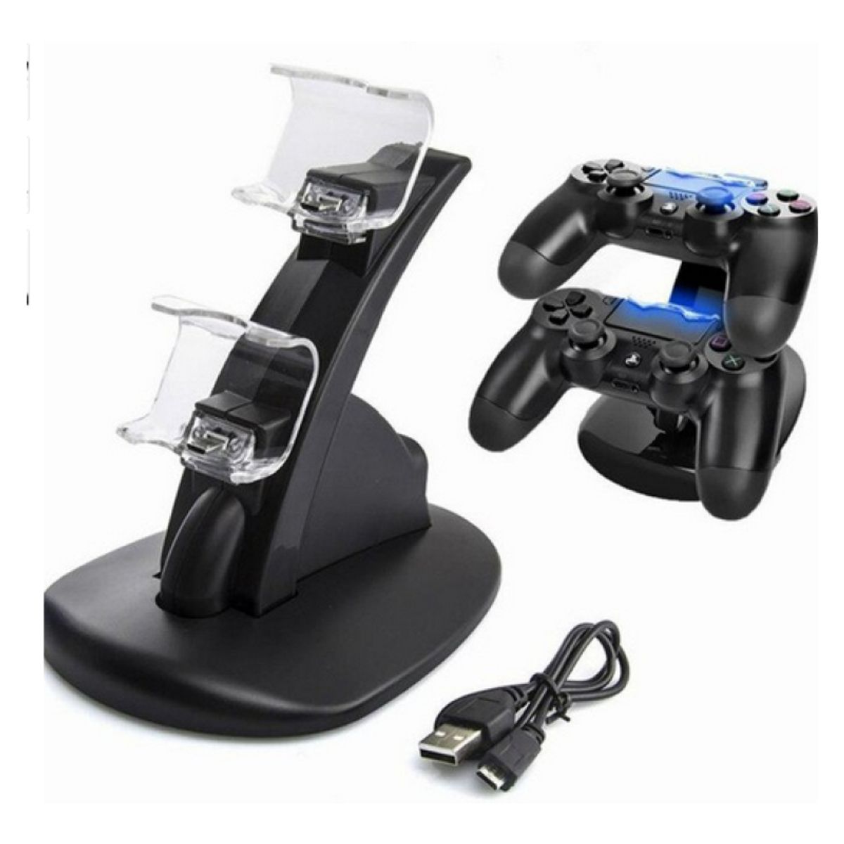 GENERICO - Soporte Base de Carga para 2 Controles Sony PS4 Dualshock 4.