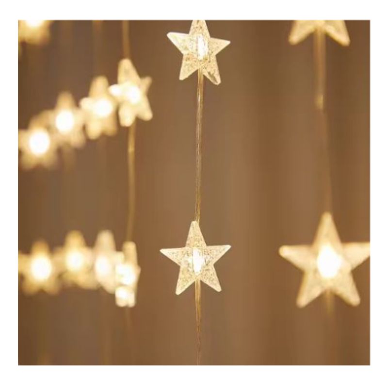 GENERICO - Cascada Estrellas Luz Led 3x2 M Extensión Navidad calida