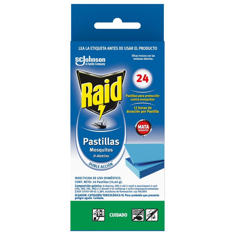 SC JOHNSON - Raid repelente pastillas insectos voladores 24 repuestos, 38g