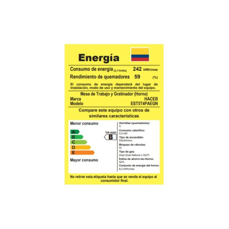 HACEB - Estufa de Piso HACEB 4 Puestos Con Horno  50Torre Negro