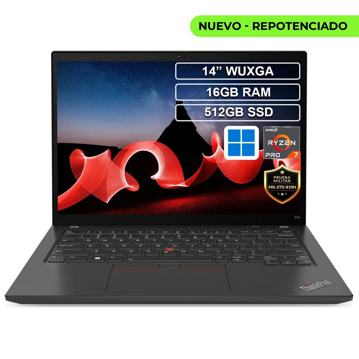 LENOVO - Portátil Lenovo Thinkpad T14 Ryzen 7 Pro 7840U 16GB 512GB 14 IPS