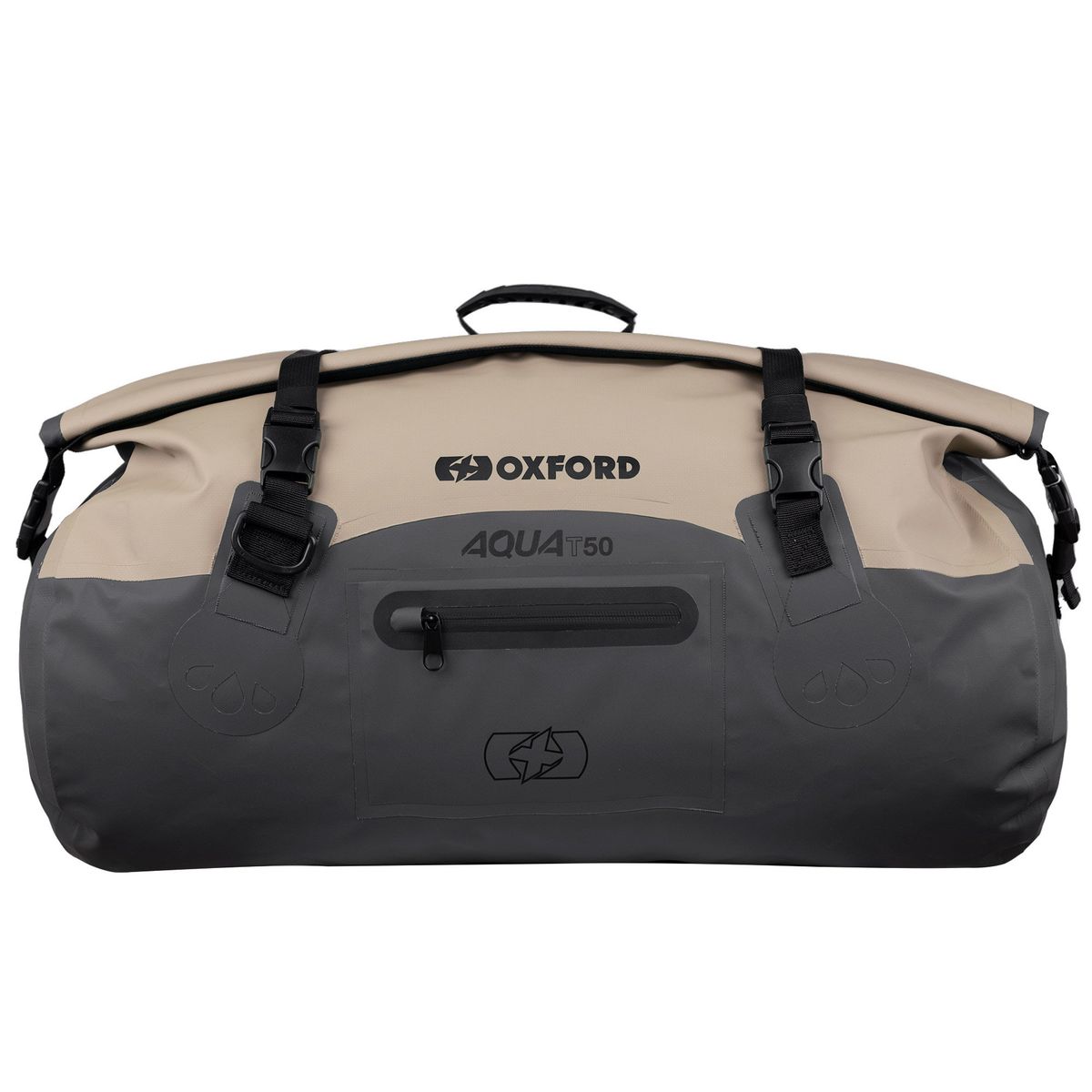 OXFORD - MALETA DRY BAG OXFORD 50 LITROS IMPERMEABLE NEGRA/ARENA