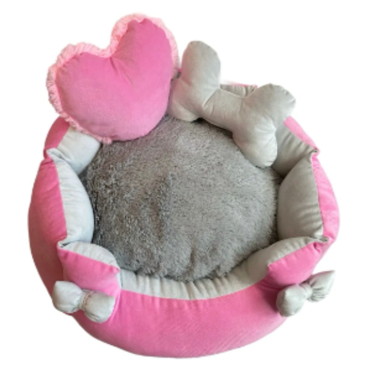 GENERICO - Cama premium para mascotas Rosa con Gris talla S