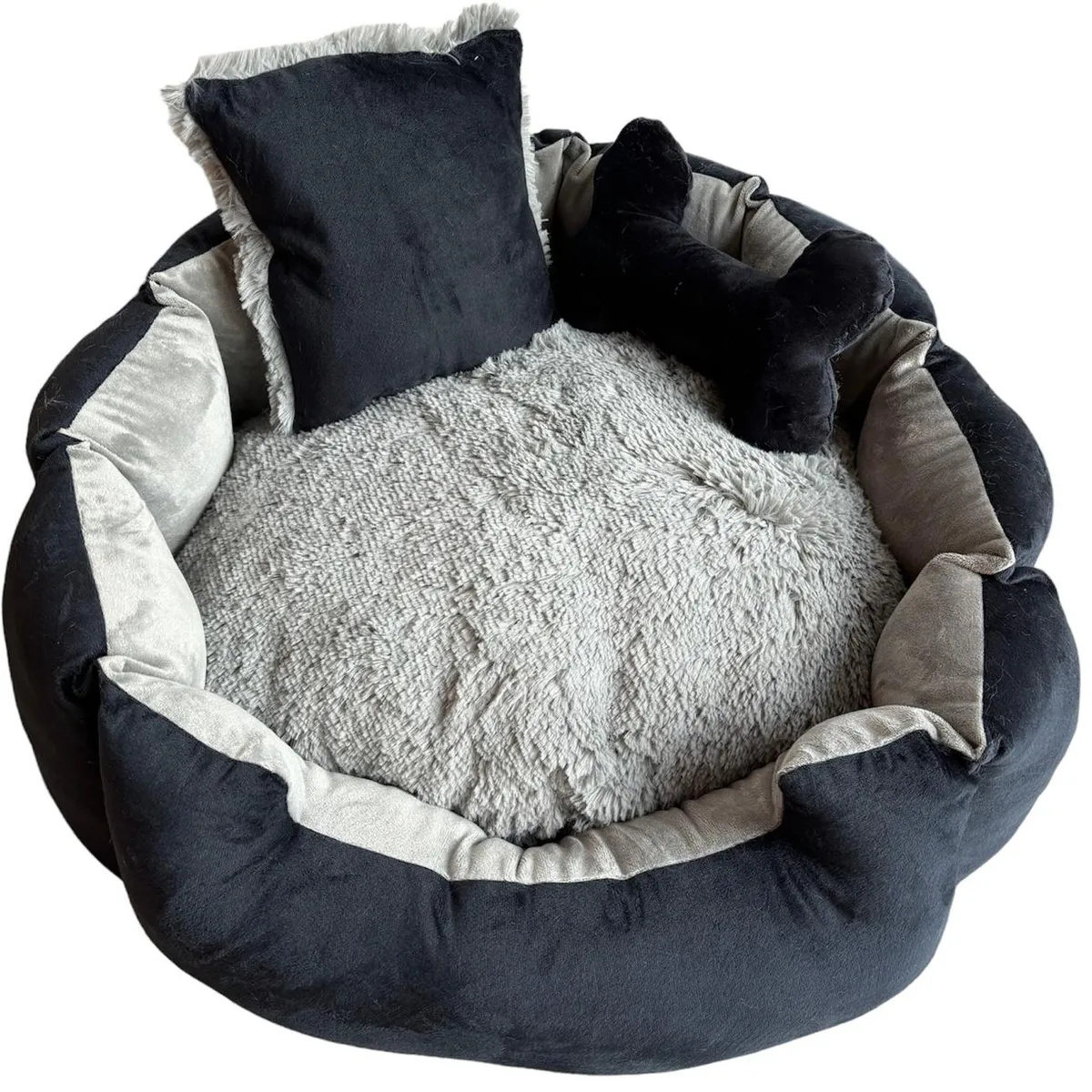 GENERICO - Cama premium para mascotas Negra con Gris talla M