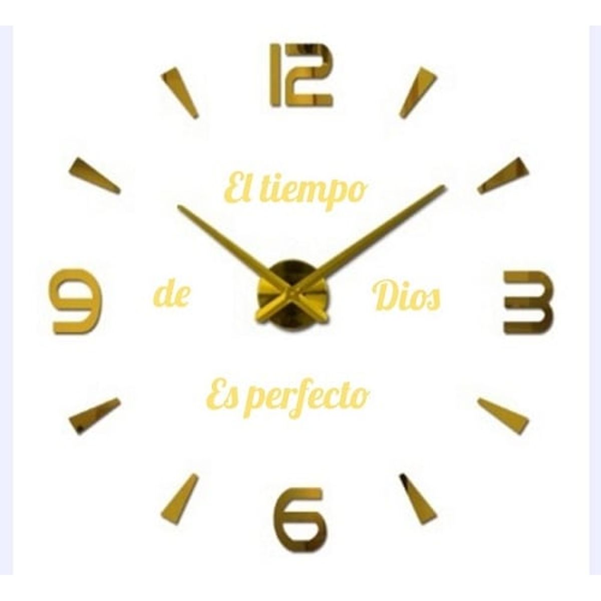COOL TIME RELOJES - RELOJ DE PARED 3D GRANDE + FRASE EN VINILO COLOR DORADO