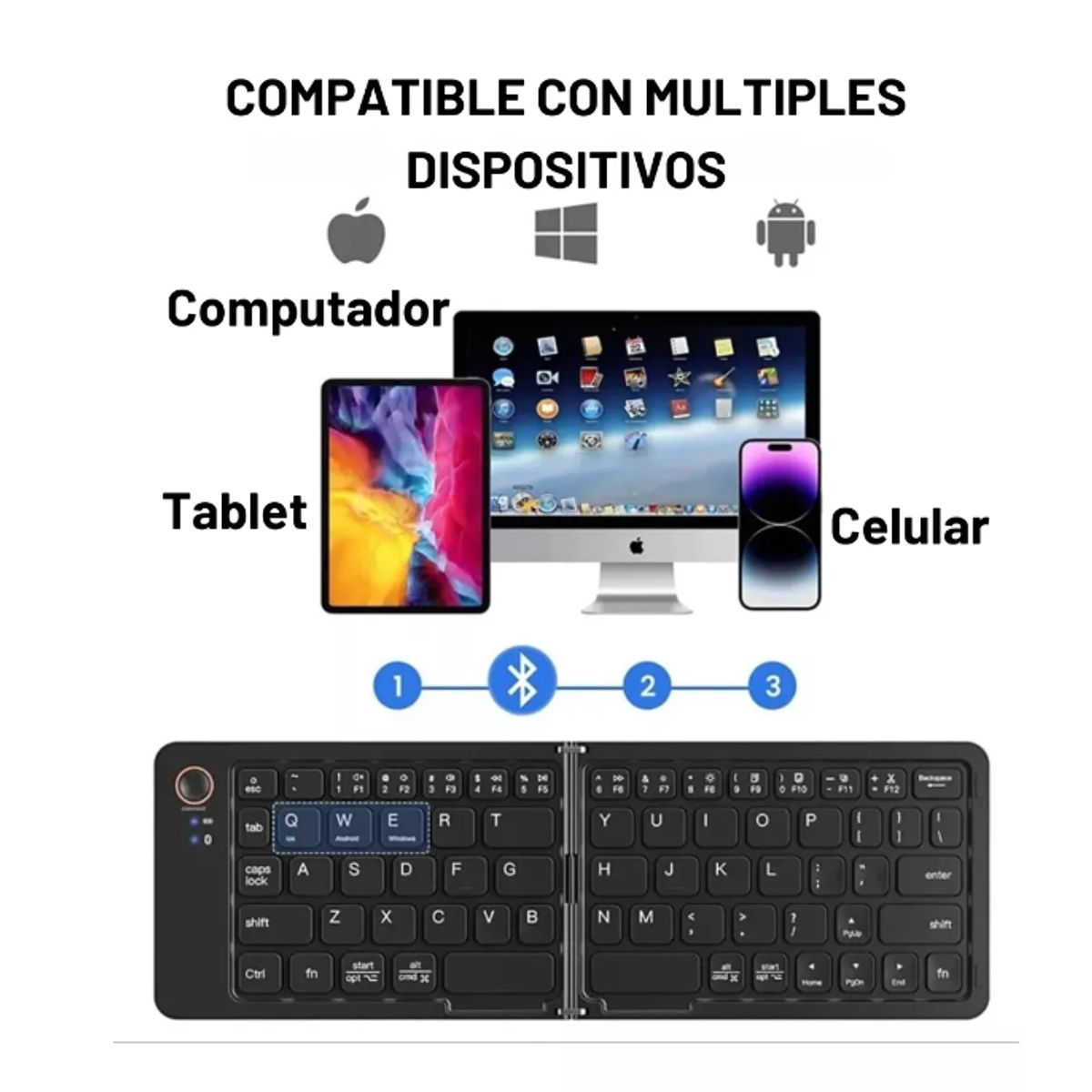 SHEN HUANG - Teclado Plegable Inalambrico Bluetooth Mini Windows