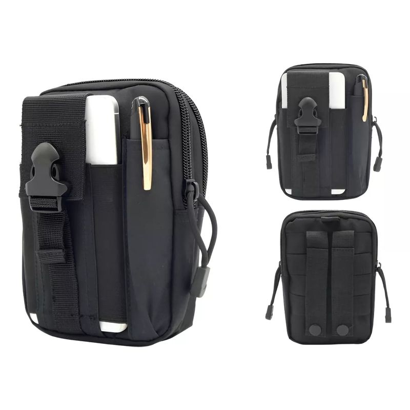 GENERICO - Bolso Canguro Tactico Militar Viaje Cinturon Celular Negro