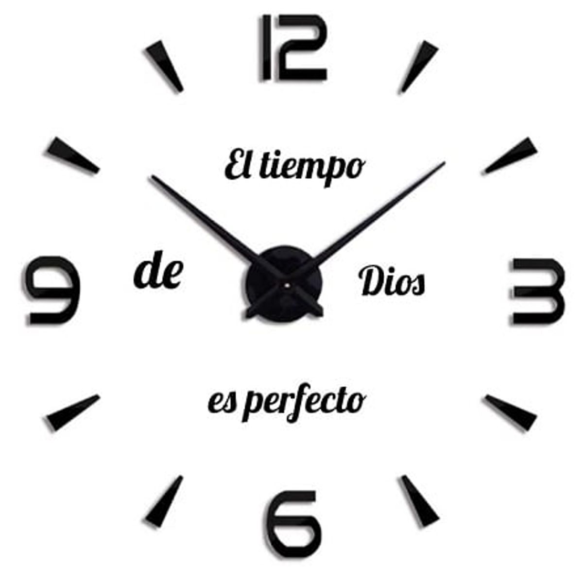 COOL TIME RELOJES - RELOJ DE PARED 3D TAMAÑO GRANDE + FRASE EN VINILO COLOR NEGRO