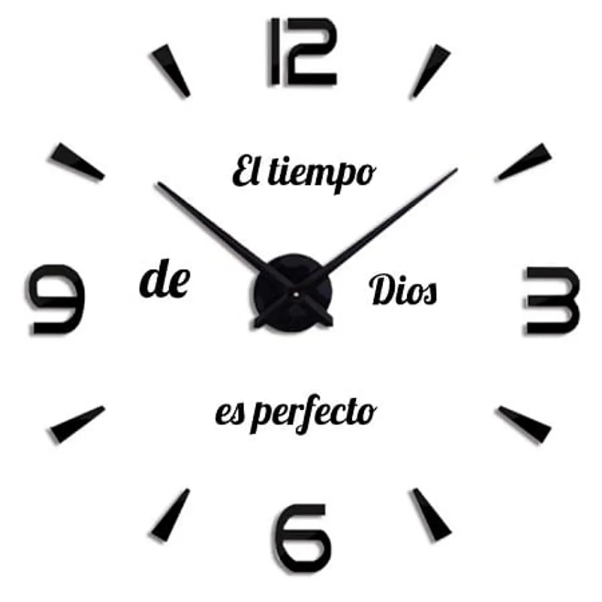 COOL TIME RELOJES - RELOJ DE PARED 3D TAMAÑO GRANDE + FRASE EN VINILO COLOR NEGRO