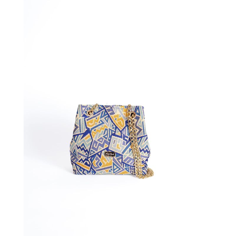 CLAUDIA MORELLI DISEÑOS - Bolso camelia pequeño azul y amarillo