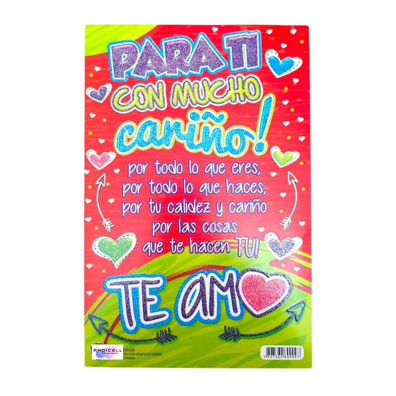 GENERICO - Tarjeta de Regalo Mediana con Mensaje Amor