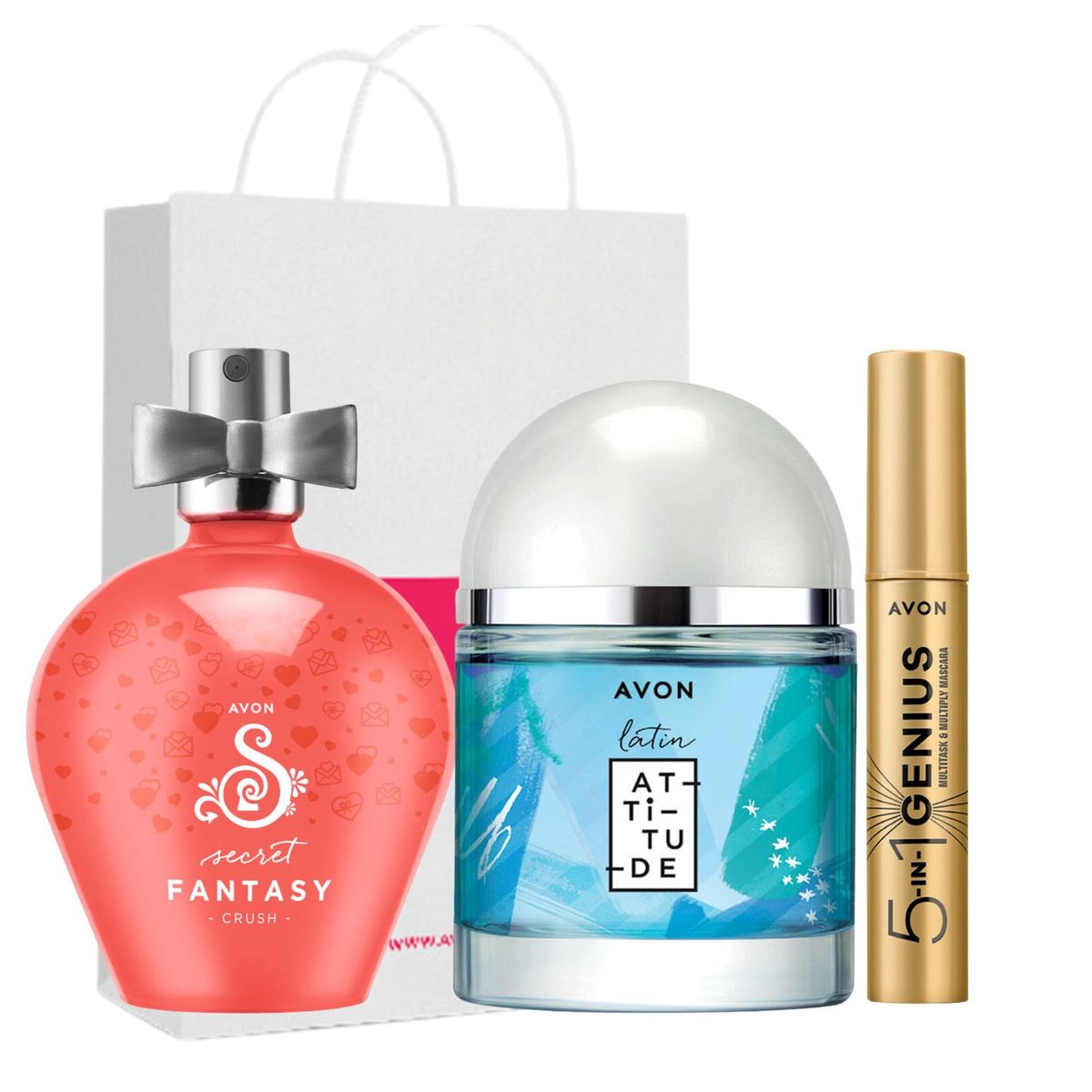 AVON - COLONIA LATIN ATTITUDE + SECRET FANTASY + MASCARA GENIUS