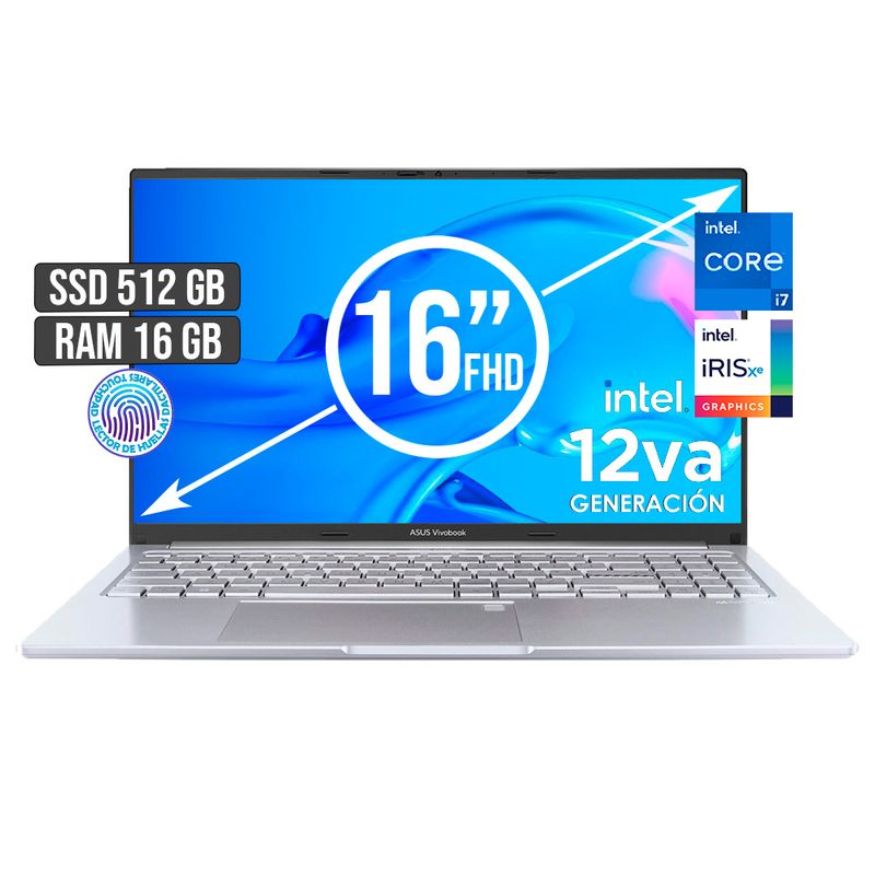 ASUS - PORTATIL ASUS VIVOBOOK INTEL CORE I7-13620H SSD 512GB RAM 16GB LED 16 FULL HD
