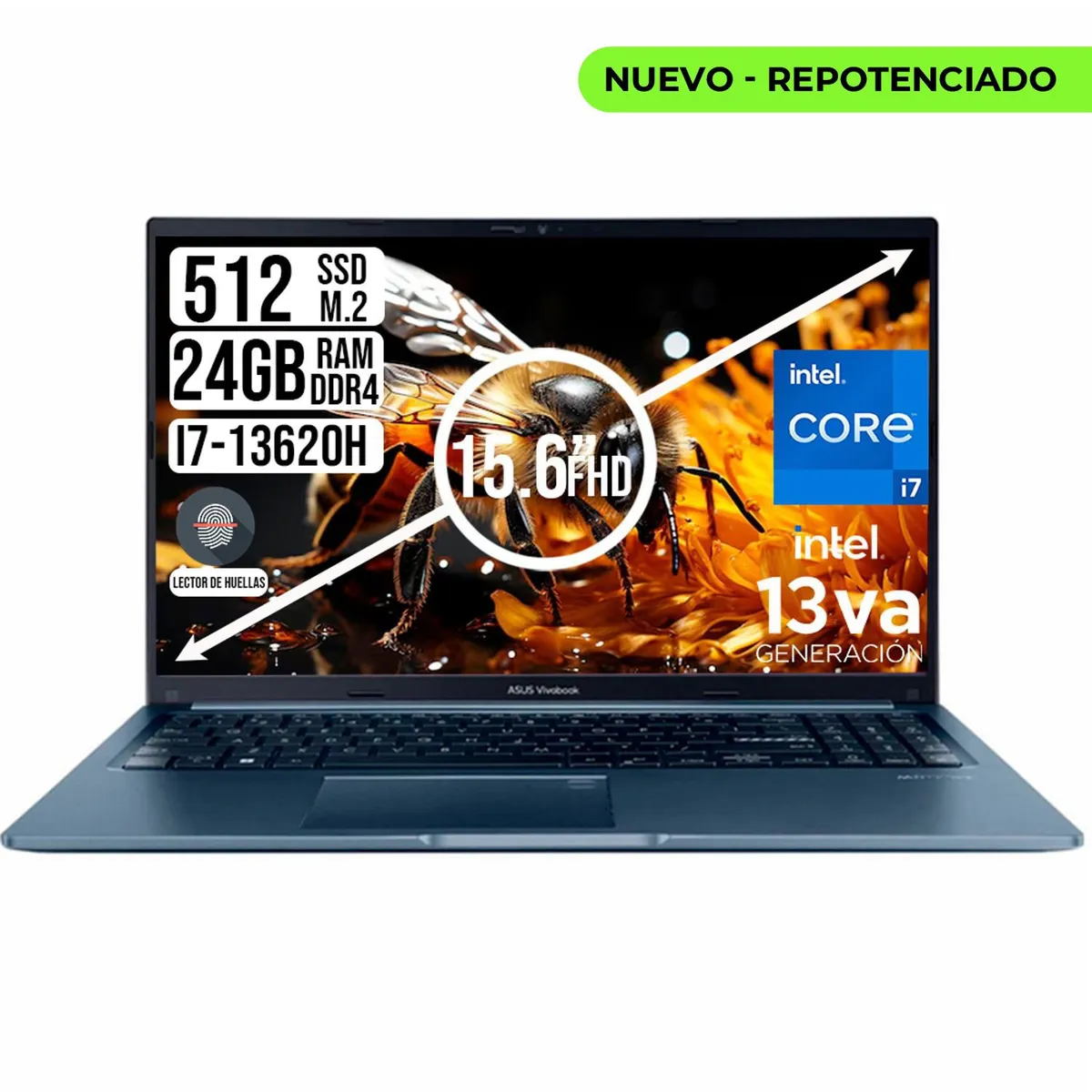 ASUS - PORTATIL ASUS VIVOBOOK INTEL CORE I7-13620H SSD 512GB RAM 24GB 15.6 FHD