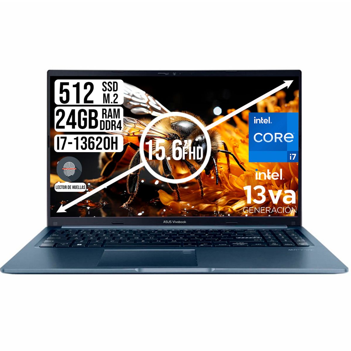 ASUS - PORTATIL ASUS VIVOBOOK INTEL CORE I7-13620H SSD 512GB RAM 24GB 15.6 FHD