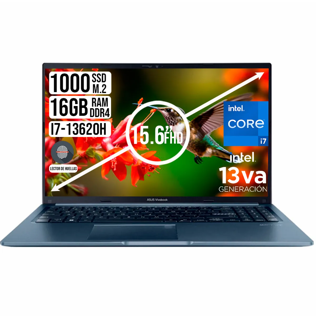 ASUS - PORTATIL ASUS VIVOBOOK INTEL CORE I7-13620H SSD 1TB RAM 16GB 15.6 FHD