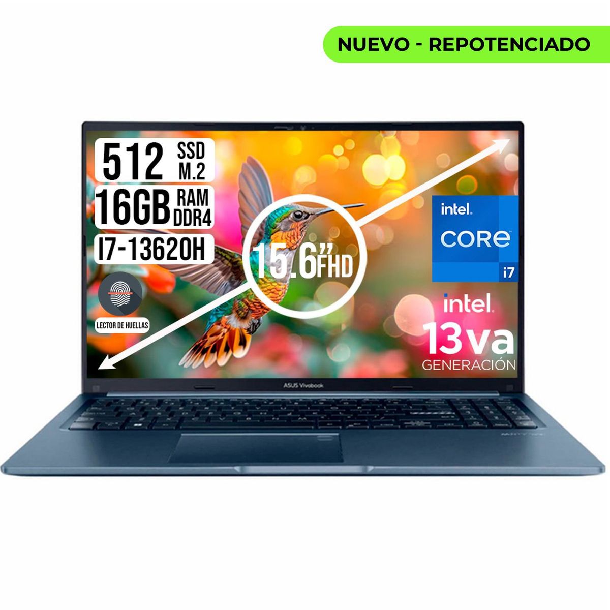 ASUS - PORTATIL ASUS VIVOBOOK INTEL CORE I7-13620H SSD 512GB RAM 16GB 15.6 FHD