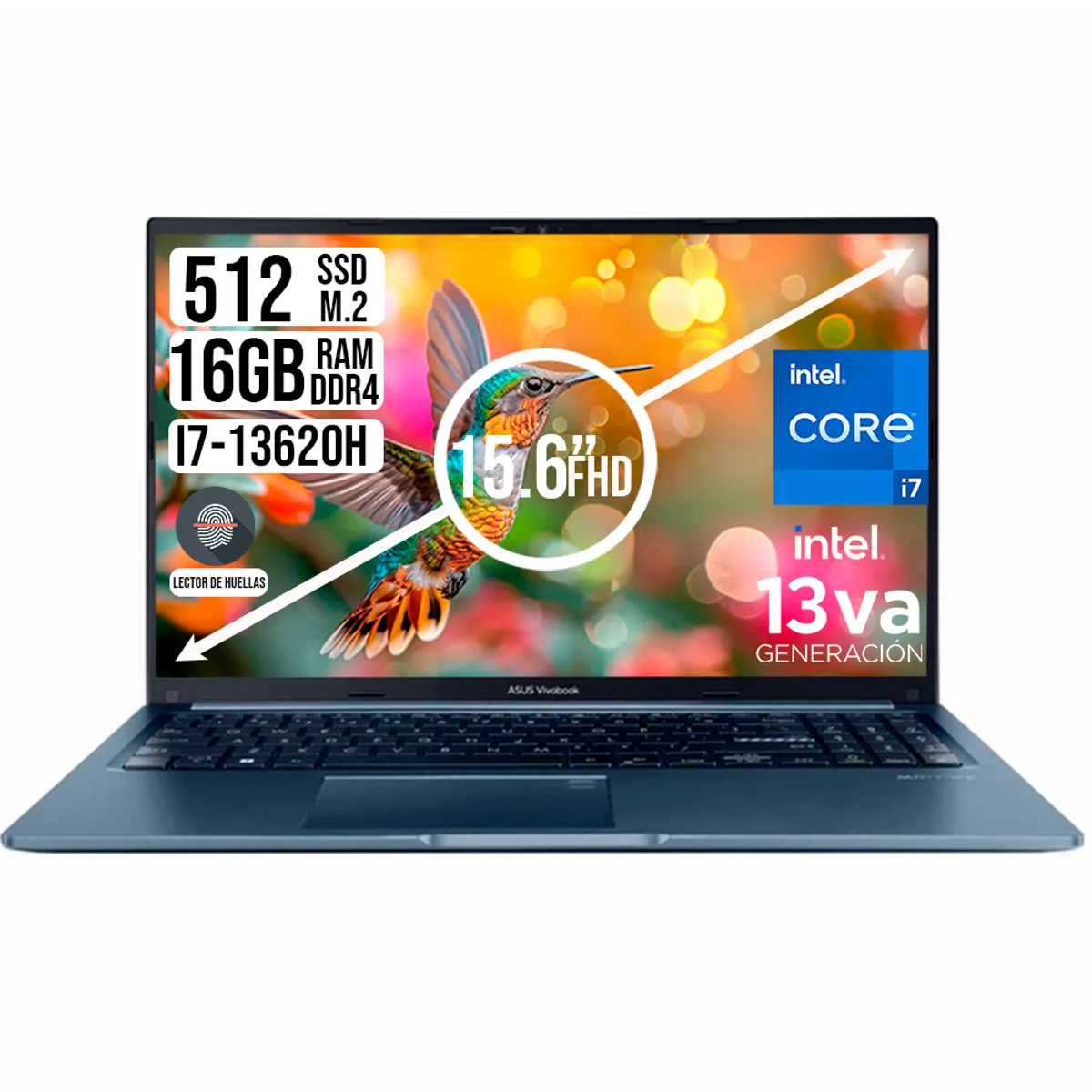 ASUS - PORTATIL ASUS VIVOBOOK INTEL CORE I7-13620H SSD 512GB RAM 16GB 15.6 FHD