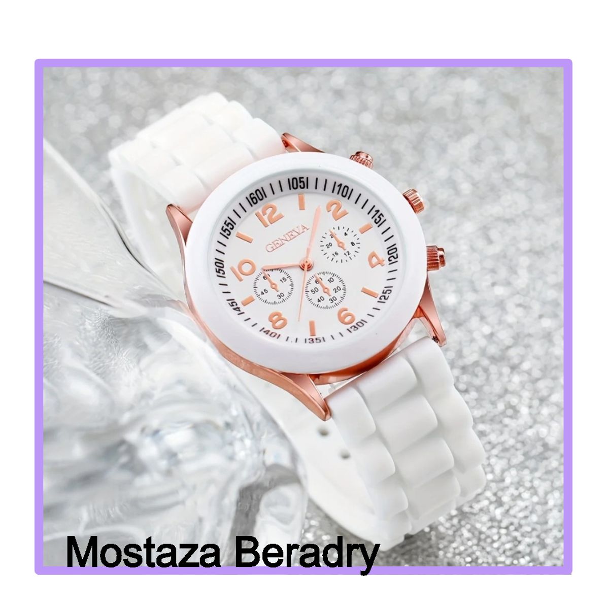 GENERICO - HERMOSO RELOJ CUARZO BLANCO  PULCERA DE SILICONA