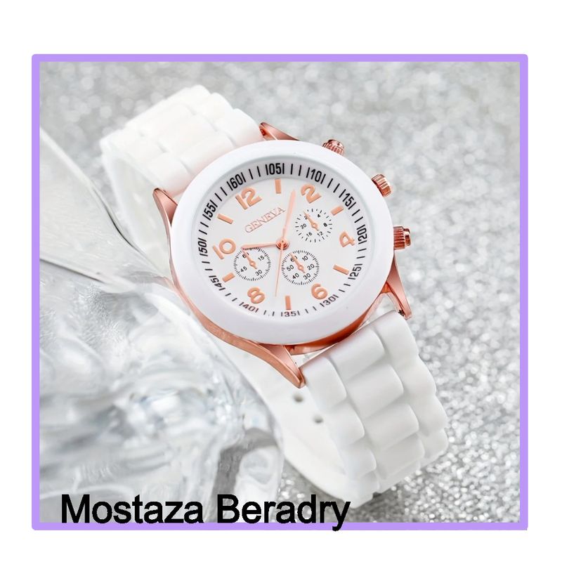 GENERICO - HERMOSO RELOJ CUARZO BLANCO  PULCERA DE SILICONA_.