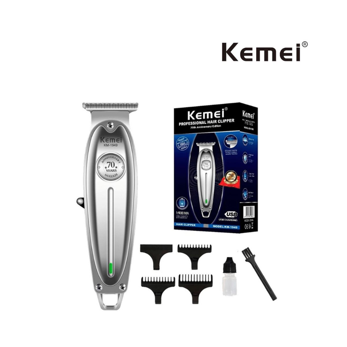 KEMEI - Cortadora Barba Patillera Profesional Kemei Patillera 70 Años