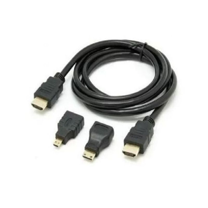 GENERICO - Cable Hdmi a Hdmi 3 en 1 Mini Hdmi Micro Hdmi-Negro