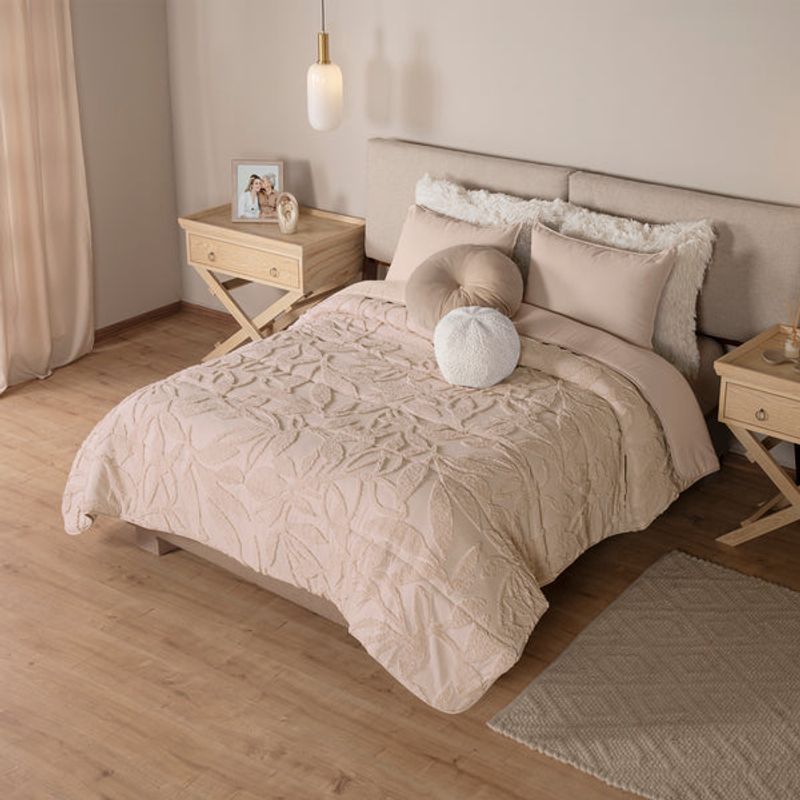 VIANNEY - Juego de Edredón Castilla Vianney King Size Extra Grande Beige