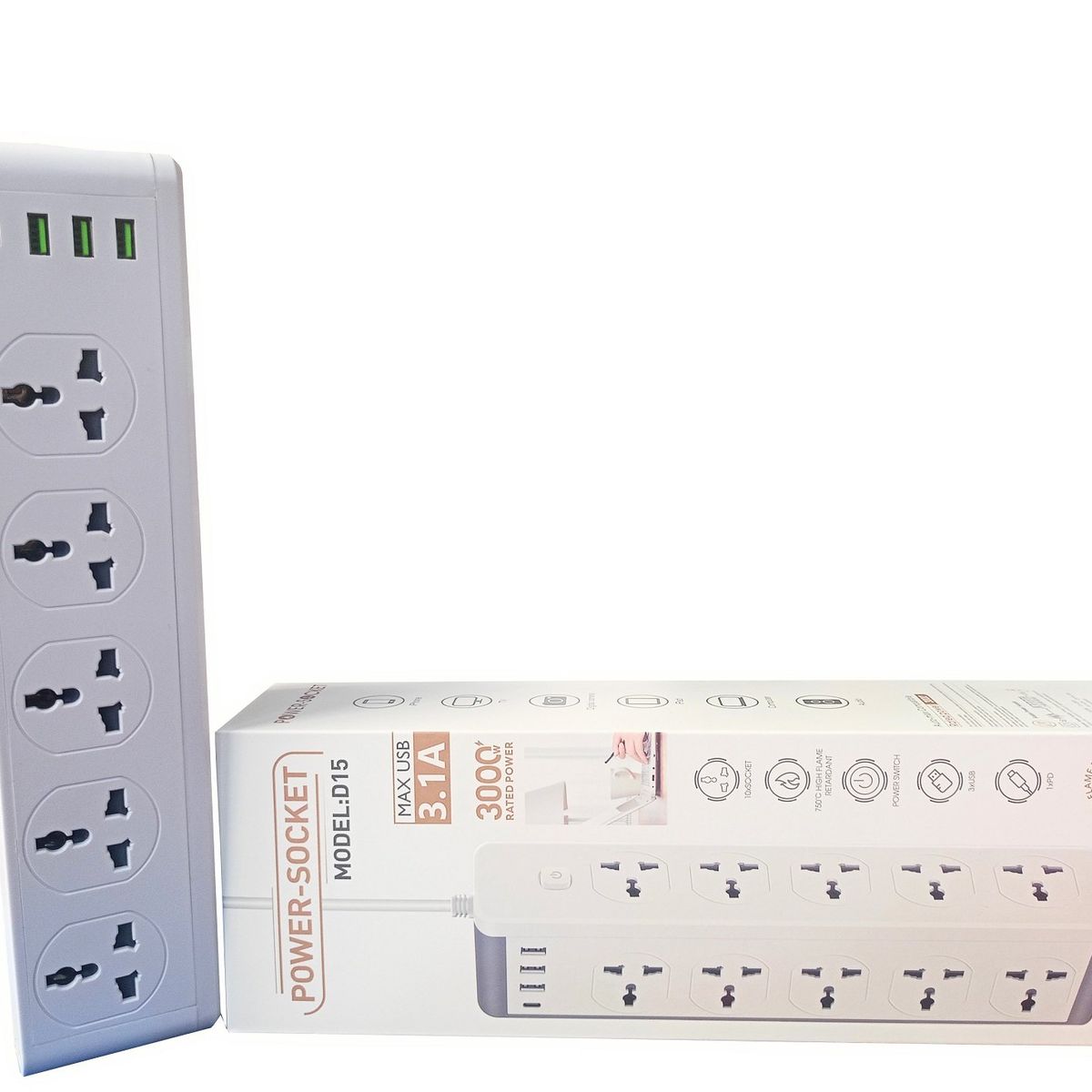 GENERICO - Multitoma Eléctrica Inteligente 10 Tomas + Usb Y Tipo C