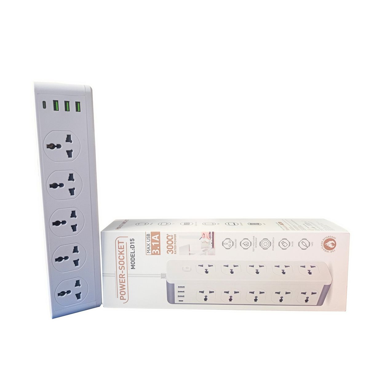 GENERICO - Multitoma Eléctrica Inteligente 10 Tomas + Usb Y Tipo C