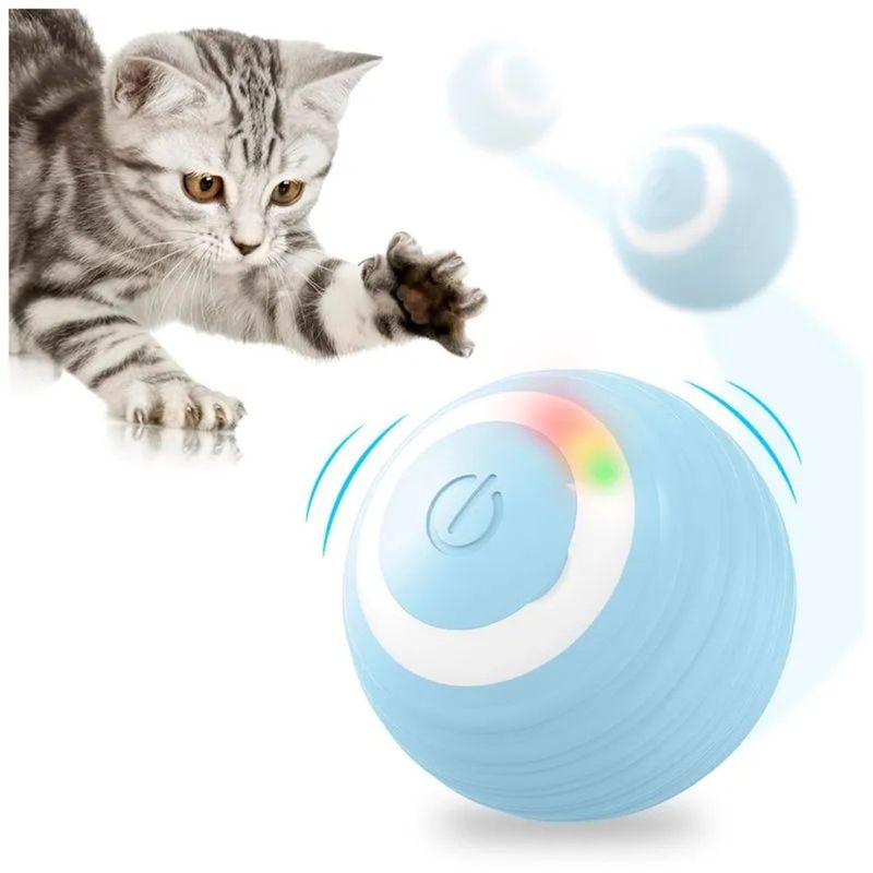 GENERICO - Pelota Bola Inteligente AZUL Para Gatos Perros Recargable