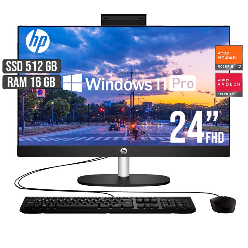 HP - TODO EN UNO HP 245 AMD RYZEN 7-7730U SSD 512GB RAM 16GB LED 24 FHD W11 PRO