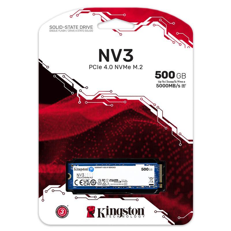 KINGSTON - Unidad Sólida M2 Kingston NV3 500GB 50003000 MBs