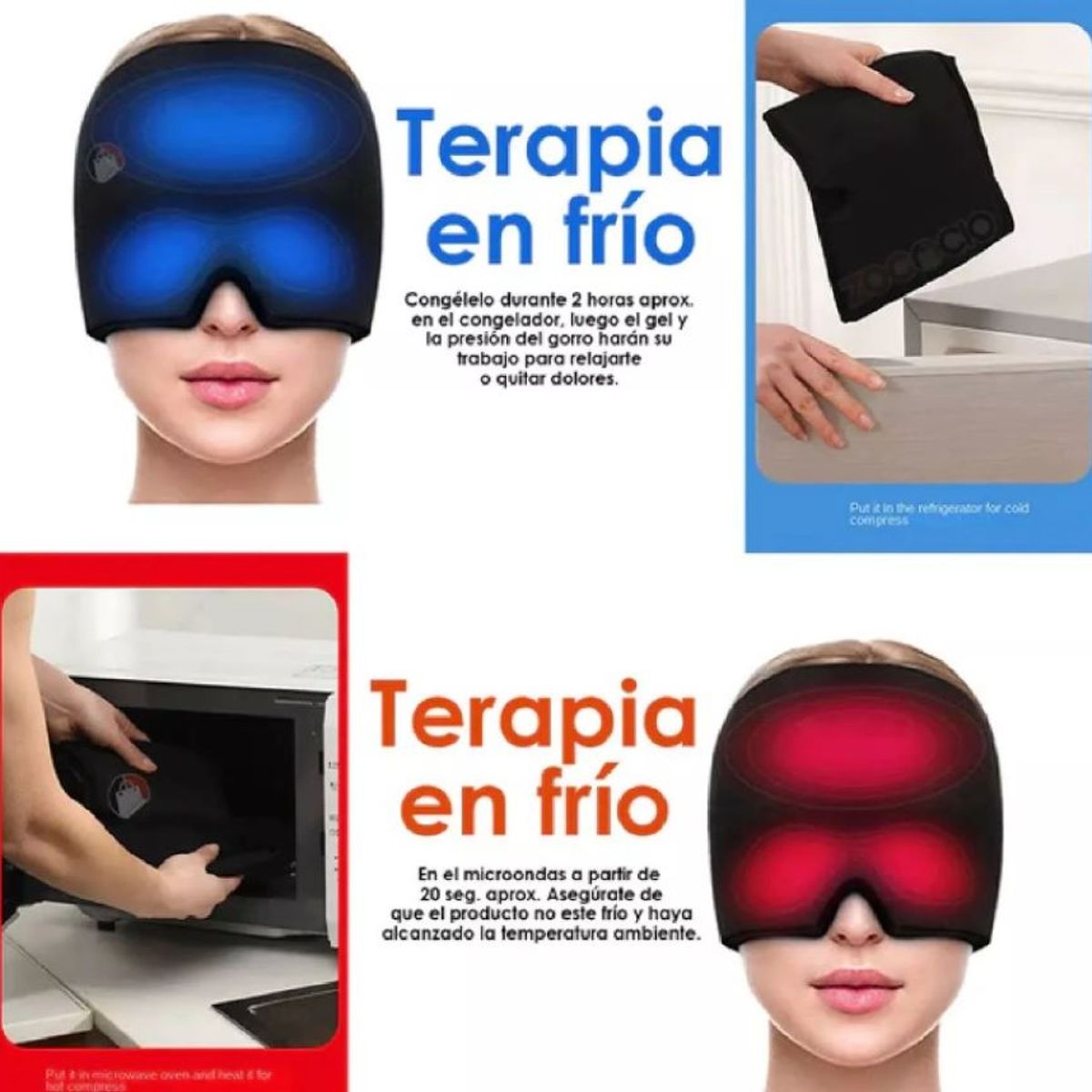 ZHOPI CO - Gorro Gel Alivio Migraña Dolor Cabeza Compresa Frio Caliente