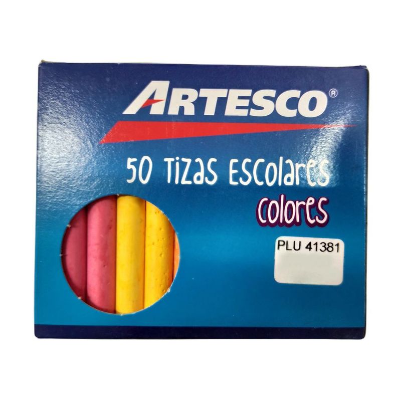 ARTESCO - Tiza Tablero Redonda Colores X 50 Unid Artesco
