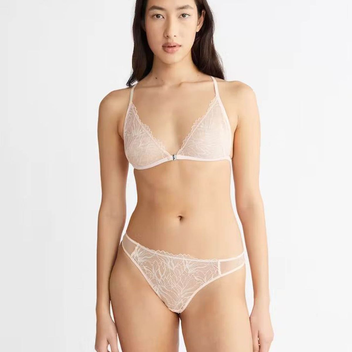 CALVIN KLEIN - Bralette De Encaje Rosa Con Cierre Frontal Para Mujer Calvin Klein