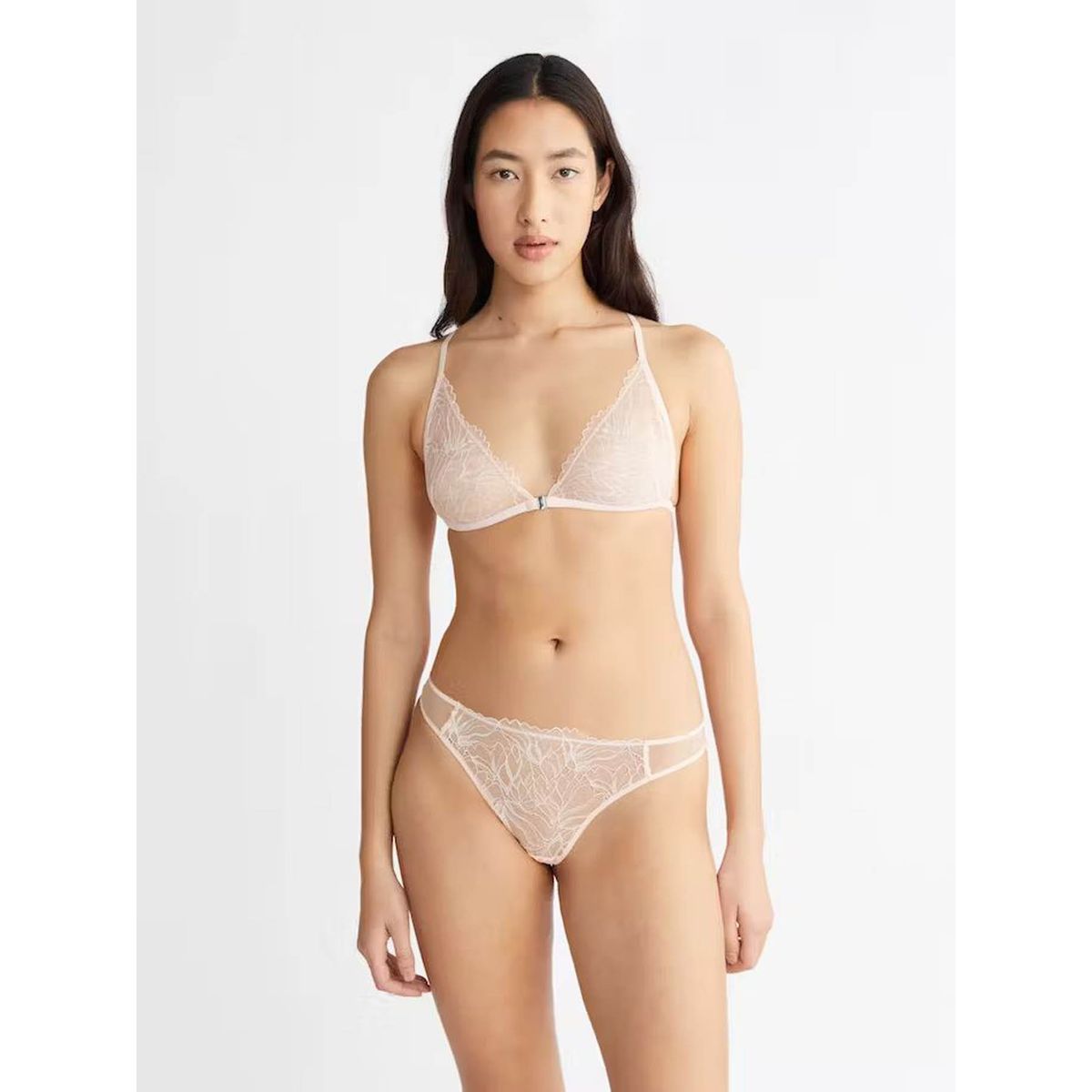 CALVIN KLEIN - Bralette De Encaje Rosa Con Cierre Frontal Para Mujer Calvin Klein