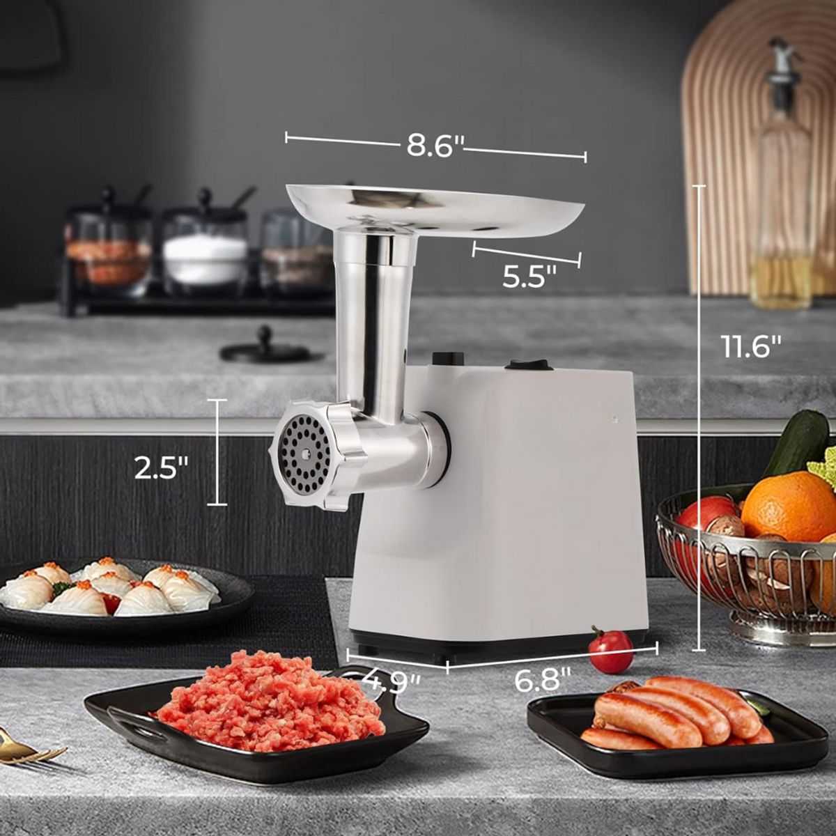 TECNOHOGAR JS - Molino Electrico Picador Para Carne Y Maiz Cocido 800w Mgs1